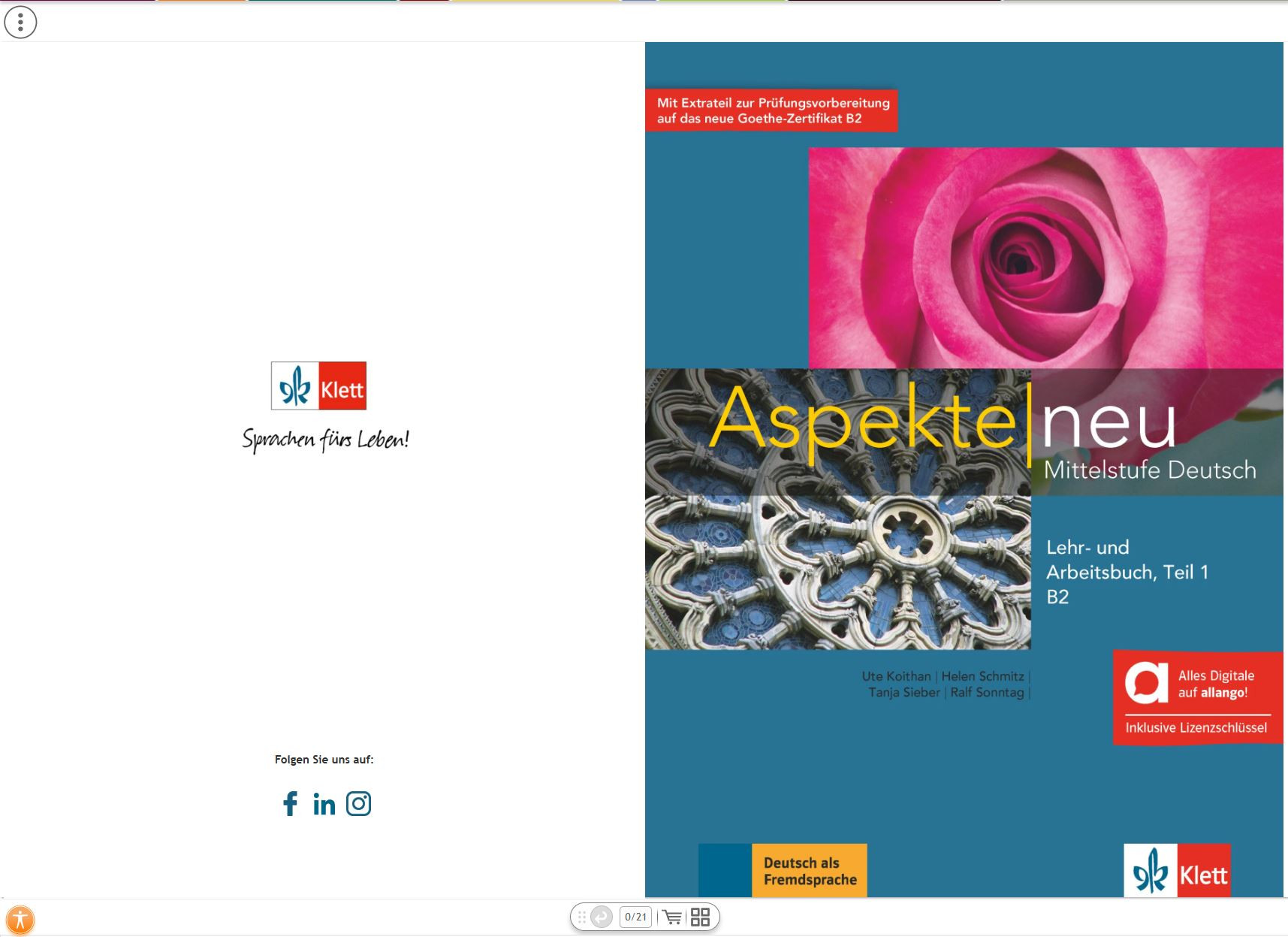 Aspekte neu B2.1 Lehr- und Arbeitsbuch - Hybride Ausgabe allango - mintaoldalak