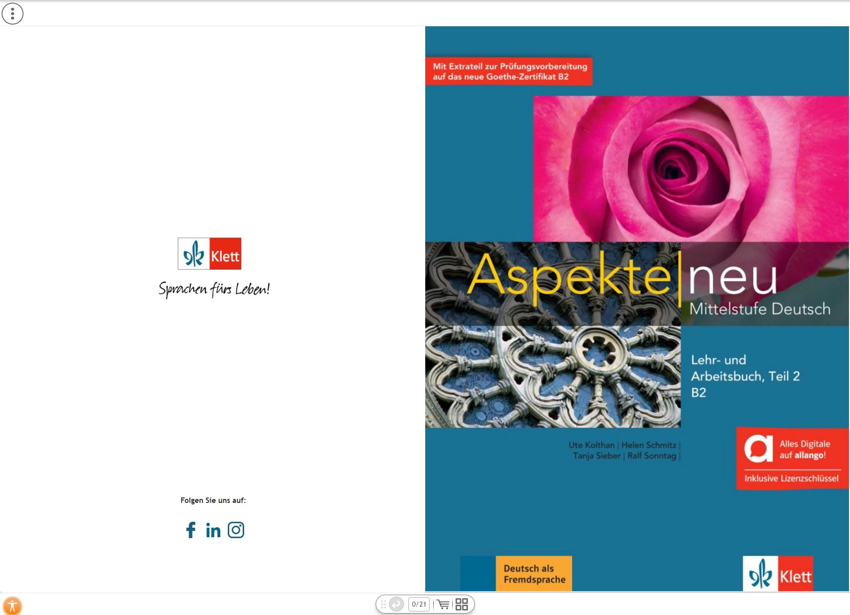 Aspekte neu B2.2 Lehr- und Arbeitsbuch - Hybride Ausgabe allango - mintaoldalak