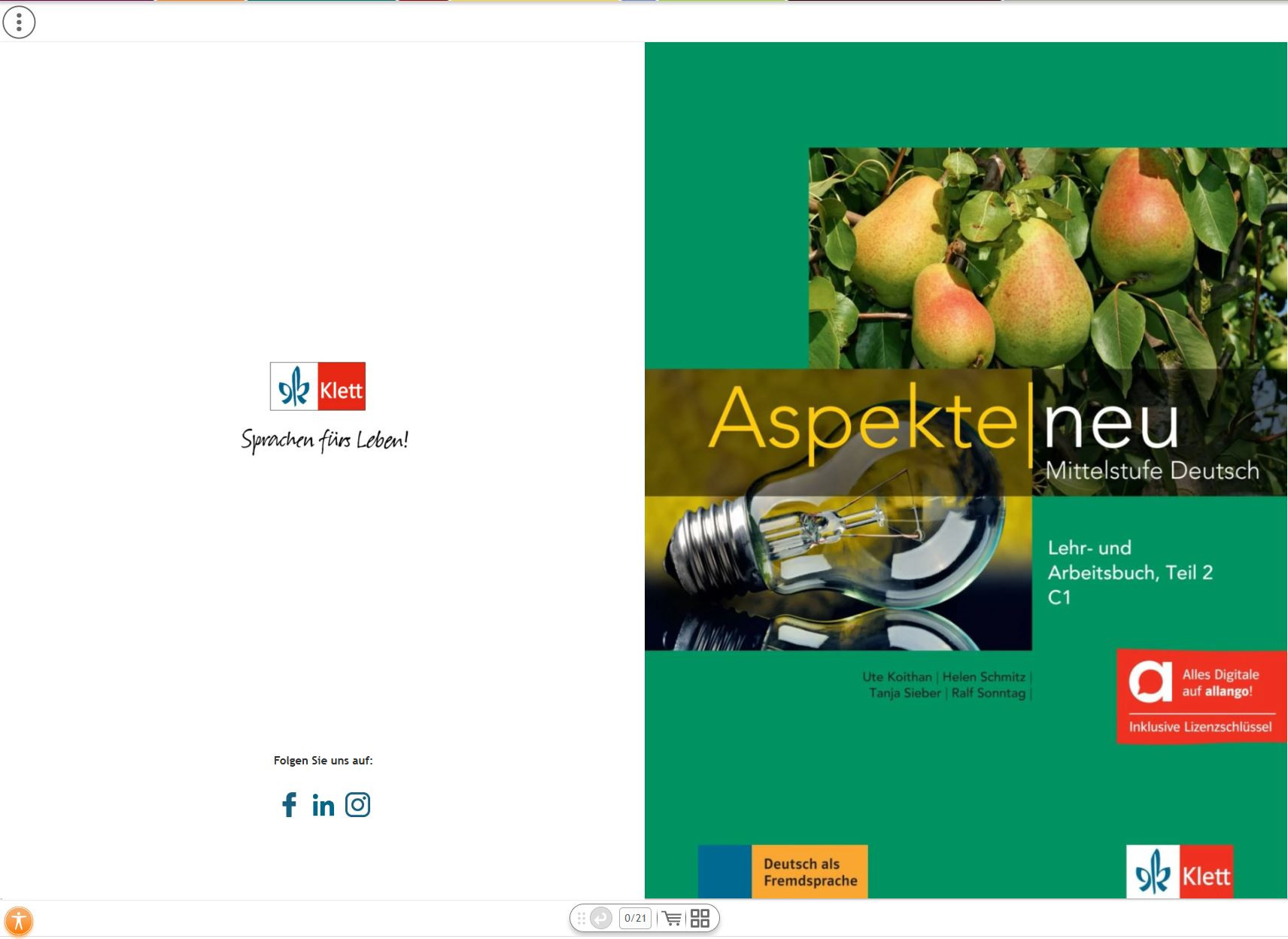 Aspekte neu C1.2 Lehr- und Arbeitsbuch - Hybride Ausgabe allango - mintaoldalak